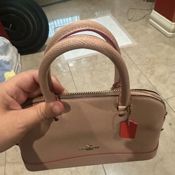 Coach Pink Satchel with Double Top Handles and Gold Accents - Picture 9 of 12